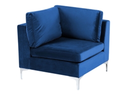 Módulo Esquinero Beliani Evja Ii De Terciopelo Azul 85x85x84
