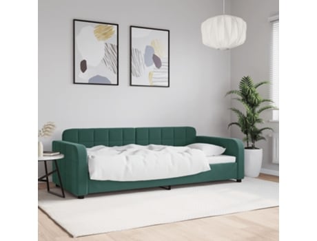 Sofá Cama VIDAXL Veludo Verde-escuro (90x200 cm)