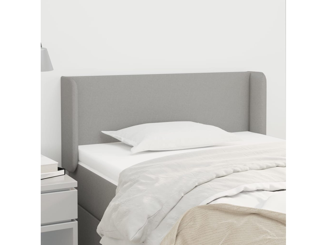 Vidaxl Cabeceira De Cama C/ Abas Tecido 93x16x78/88 Cm Cinzento-claro