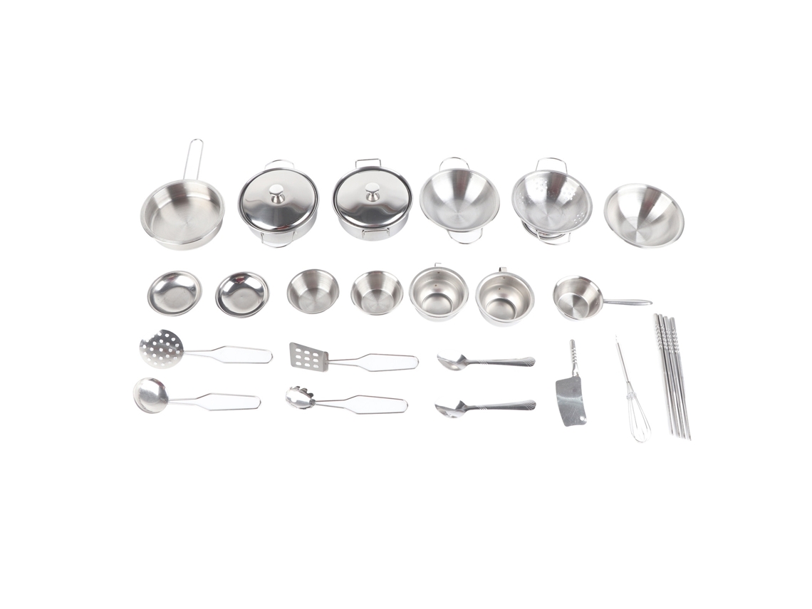 Ats 25 Pcs Brinquedos de Cozinha de Aço Inoxidável Conjunto de Utensílios e Panelas para Meninos e Meninas Presente