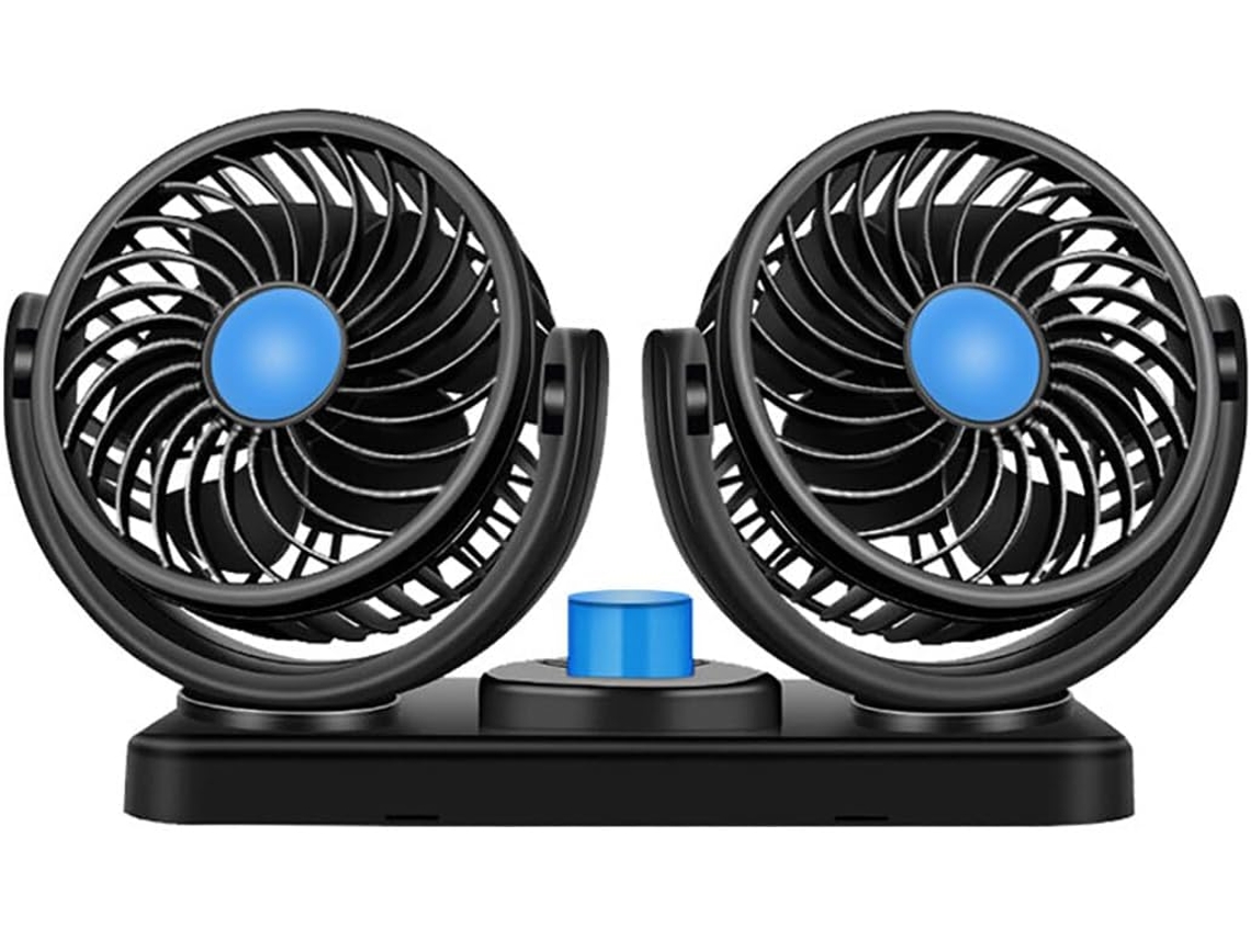 Ventilador Portátil De Painel Com Duas Cabeças – Para Carro E Escritório