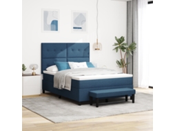 Conjunto 1 Cama Box Vidaxl Azul Tecido (140 X 190 Cm)