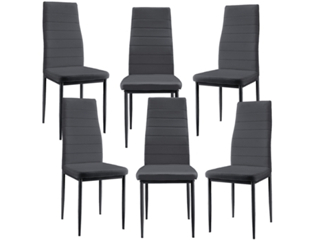 6X Cadeiras de Jantar Estofadas Em Polipele Cinzento Escuro 96X43X52 Cm 030000286 MOBIKASA