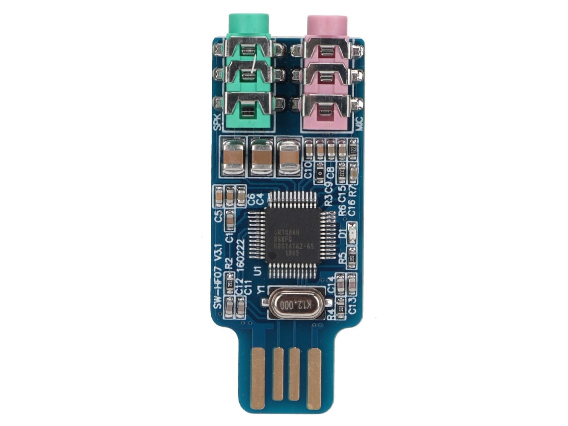 Adaptador de áudio USB externo CM108 (placa de som sem driver para PC e laptop)