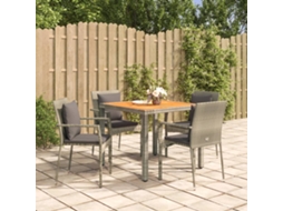 Conjunto 5 Peças Jantar P/ Jardim C/ Almofadões Vime Pe Cinza Dkd Home Decor