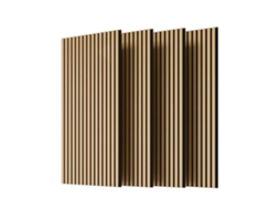 Painéis De Madeira Ripada, 4 Peças Acústicas 3d Para Parede E Teto - Absorvente De Som, Três Lados Revestidos - 115x60cm