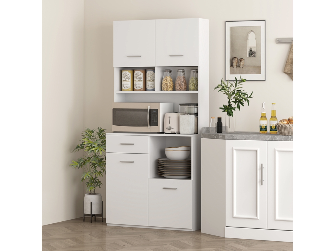 Kitchen Cabinet, Buffet With Drawer, Soft-close Doors, 80 X 35 X 180 Cm, White