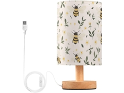 Kcldeci Leaf Bee Luminária de Cabeceira Para Quarto, Estilo Fazenda, Mesa Cabeceira, Luminária de Mesa para Sala