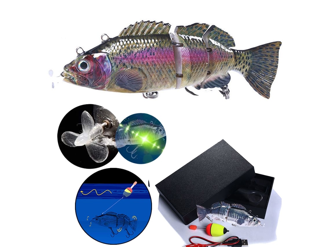 Isca Robótica Elétrica com Carga USB, Segmentada, para Pesca