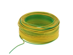 Cabo elétrico flexível BVR-1x2,5, 100 m, cobre vermelho, 19 condutores, isolado, CA 450 V, amarelo e verde