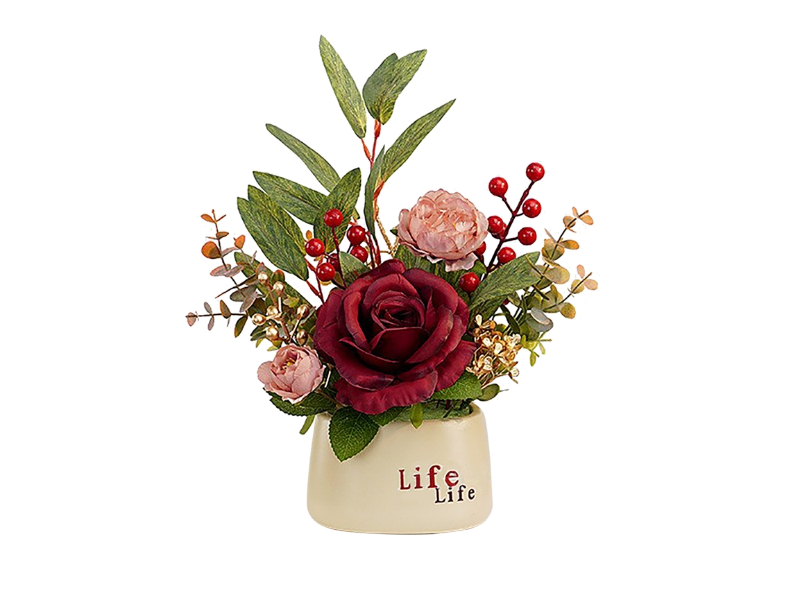 Laxiscreed Xhp01 Rosas Vermelhas Com Vaso De Flores Decorativo Para Ambiente Nórdico