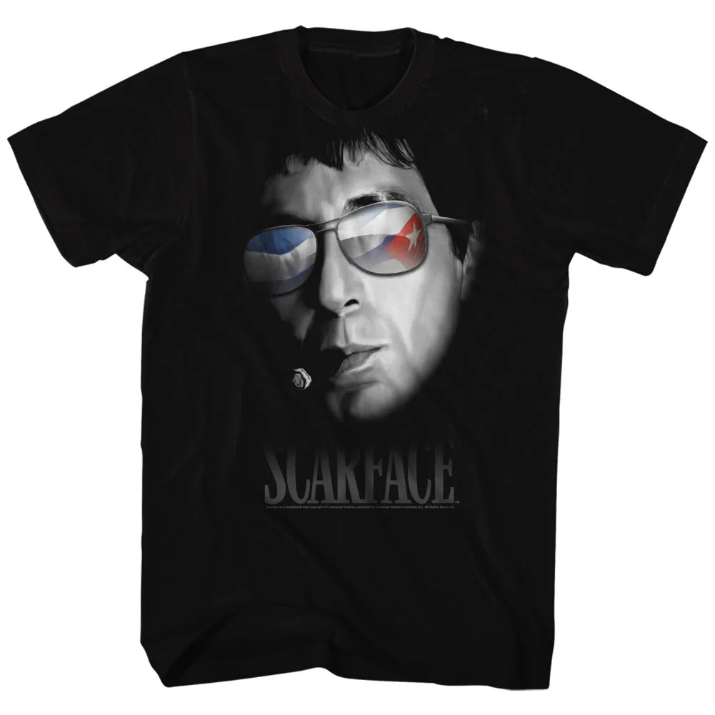 Unisex Adult T-shirt Rockinstone Scarface Movie Cuban Aviators Black Sizem