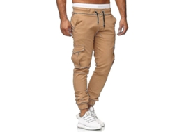 Calças Cargo Fasst para Homem com Cintura Elástica e Bolsos Slim Fit S/MARCA