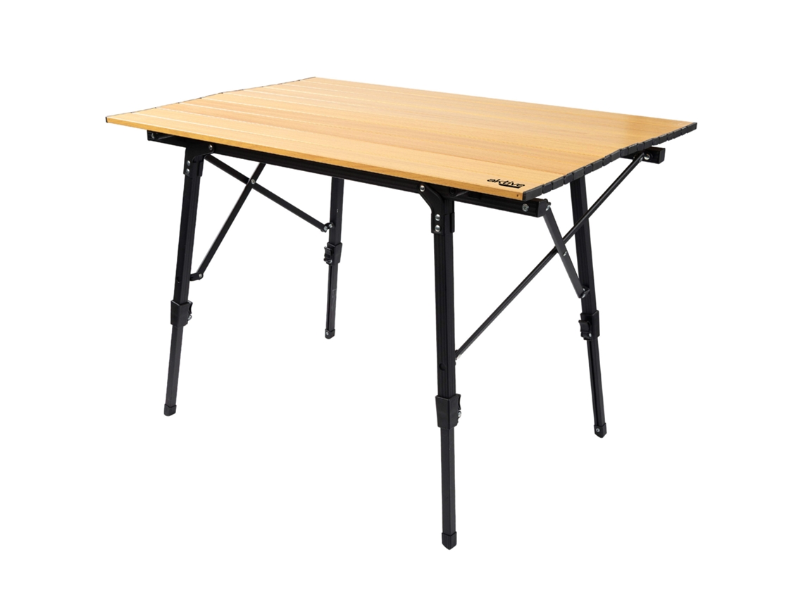 Mesa Plegável Ajustável Em Altura Aktive Para Camping Estilo Glamping, Medidas 90x57x45/70cm.