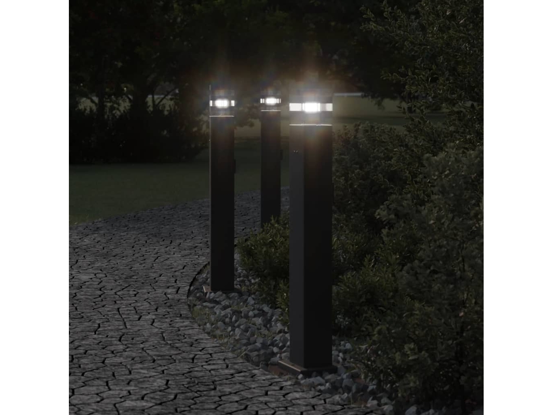 Vidaxl Candeeiro De Chão Para Exterior Com Tomada 80 Cm Alumínio Preto