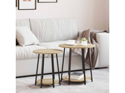 Vidaxl Conjunto De Mesas De Apoio 2 Unid. Carvalho Sonoma E Preto