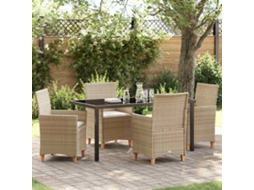 Vidaxl Conjunto De Jantar Para Jardim 5 Unid. Bege Vime Pe