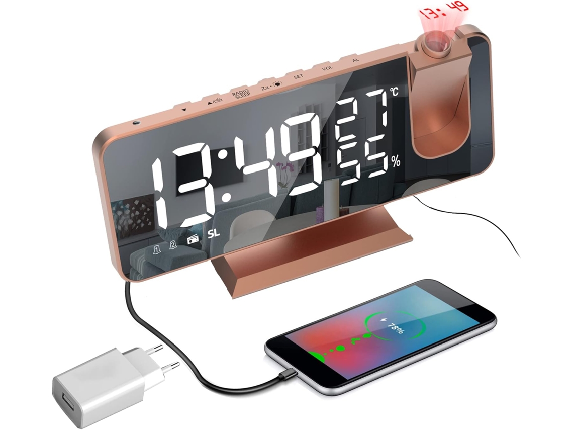 Rádio-relógio com projeção no teto, projeção de 180°, com Brilvibera