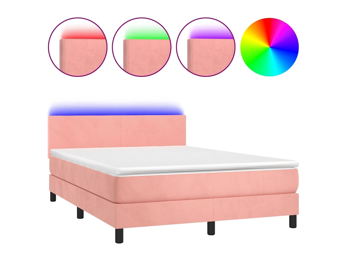 Box Spring Bed, Box Spring Beds Vidaxl Cor-de-rosa Veludo (140 X 200 Cm)