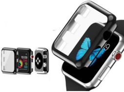 Capa e Película Vidro Apple Watch Series 5 G4M 40mm Transparente, Preto