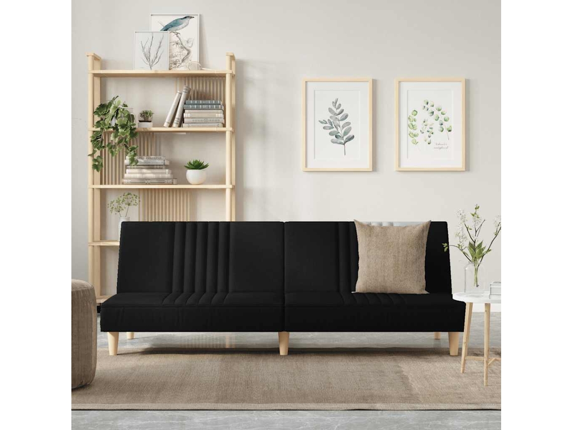 Vidaxl Sofá cama Tecido Preto
