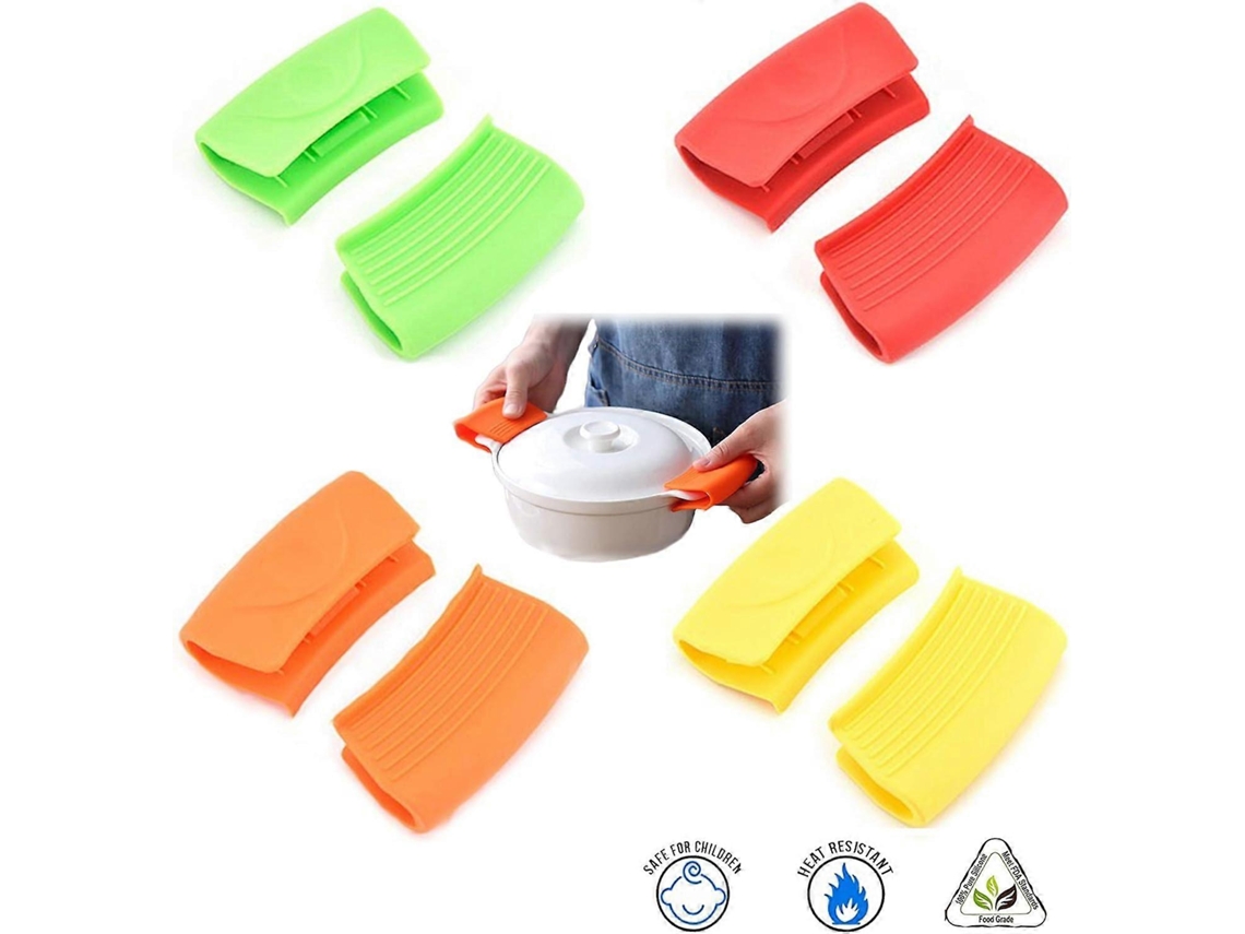 4 Pares de Pinças Isolantes de Silicone para Cabo de Panela Proteção Contra Calor Cozinha Assado