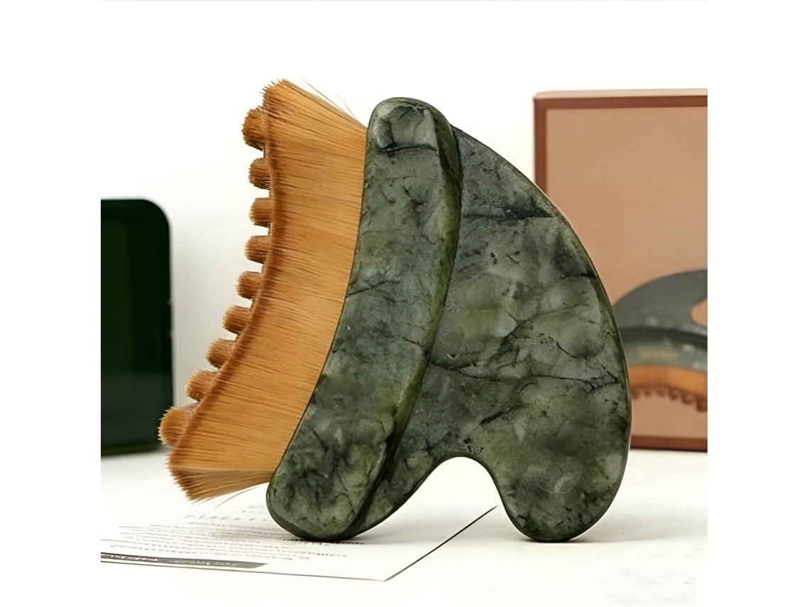Escova Facial para Contorno Linfático, com Bordas Semelhantes a Jade e Cerdas Ultramacias de 0,075 Mm Verde. SIURN