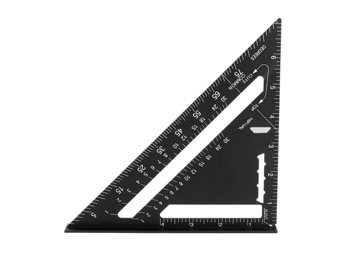 Régua Triangular 7 Polegadas, Carpenter Square, Liga de Alumínio, 90/45°, Ferramenta de Carpintaria Preta S/MARCA