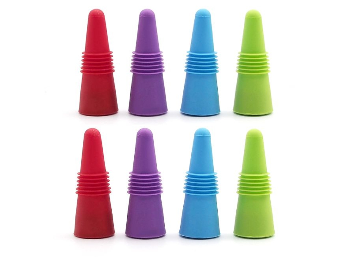 Conjunto De 6 Suportes De Silicone Para Garrafas, Incluindo Rolhas Para Vinho