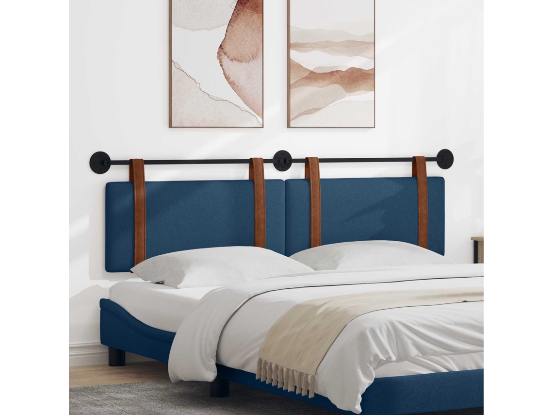 Vidaxl Cabeceira Suspensa Liso Azul 190 X 55 X 5 Cm Pu Antigo