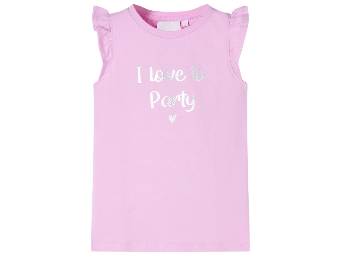 T-shirt Para Criança Manga Com Folhos Lilás 128