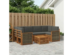 Vidaxl Conjunto De Sofás Para Exterior 7 Unid. Natural E Antracite