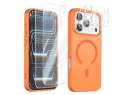 Conjunto De Capa Magsafe Para Iphone 17 Pro Com 2 Vidros Temperados E 2 Proteções Para A Câmara
