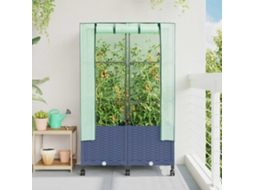 Vidaxl Jardineira Com Cobertura De Estufa E Rodas 2 Unid. Cinza Azul