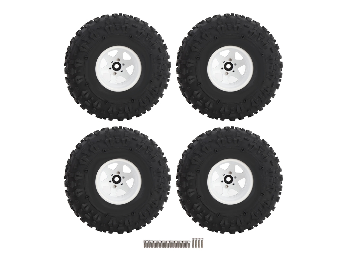 Anub conjunto de 4 Pneus de Rc Crawler 1.9 Polegadas com Aro de Metal para Redcat Axial Scx10 Branco