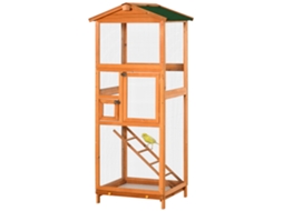 Gaiola de madeira para pássaros 68x63x165cm S/MARCA