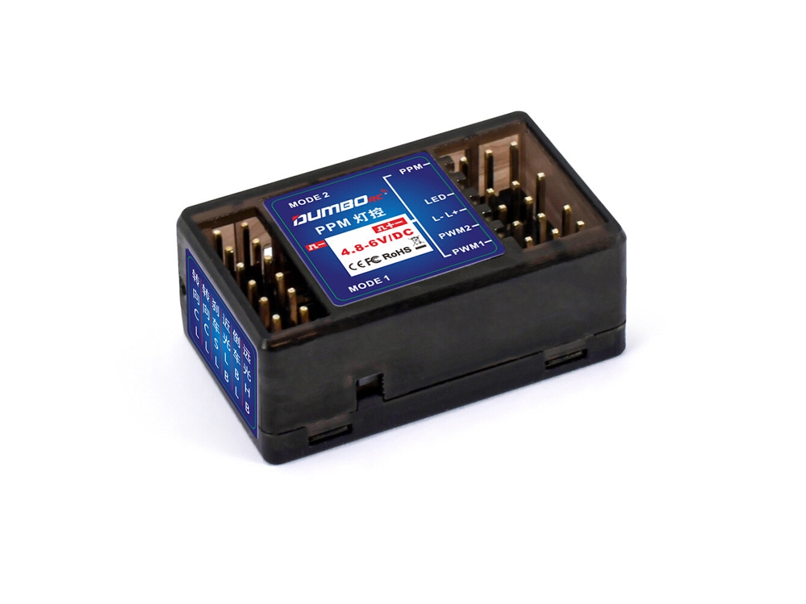 1 Unidade Módulo de Controlo de Luz Ppm Dumborc com Canais Pwm Duplos para Receptores P6f, P6fp, P10f e P10fg em Veículos Rc MDUG