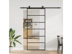 Vidaxl Porta Deslizante C/ Conj. Ferragens 90x205cm Vidro Esg Preto