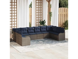 Vidaxl Conjunto De Sofás 10 Unid. Cinzeto Poliéster