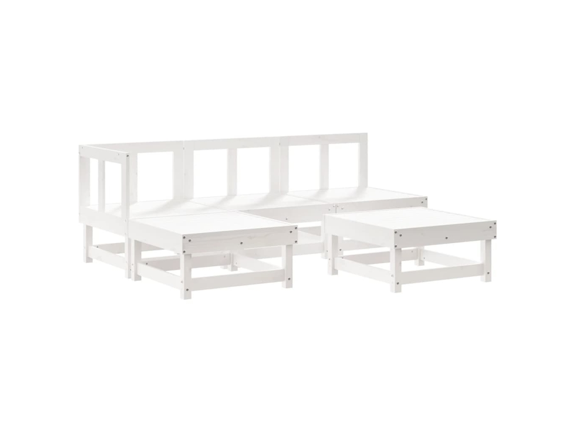 Conjunto de 5 Lounge de Jardim Madeira de Pinho Maciça Branco MAISON EXCLUSIVE