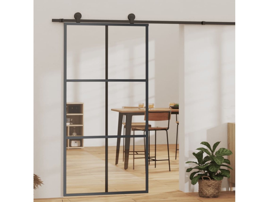 Vidaxl Porta Deslizante C/ Conj Ferragens 102x205cm Vidro Esg/alumínio