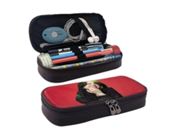 Estojo Billie Eilish A107, Elegante Estojo De Couro Marrom Com Zíper Para Canetas, Marcadores E Materiais De Escritório J107 Olysi Shop