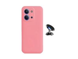 Kit Suporte Magnético Capa Proteção Silicone Gift4me Para Xiaomi Poco C85 - Rosa