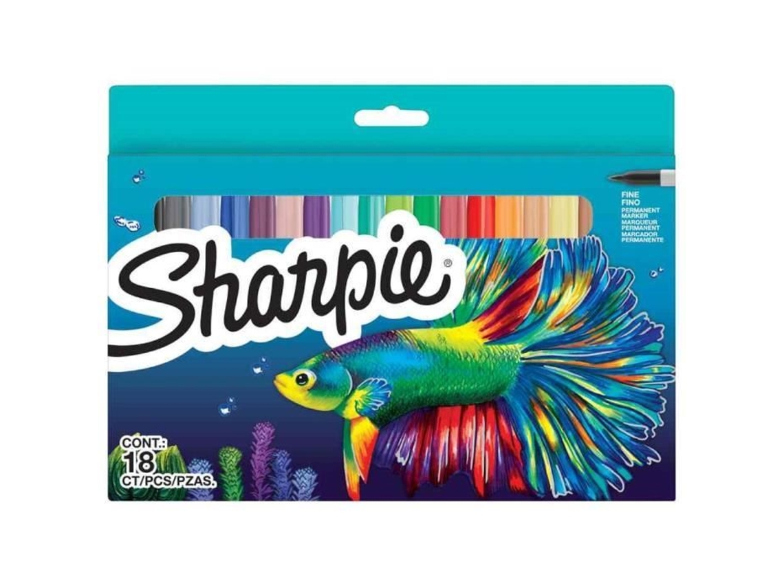 Marcador Permanente Fine Grande Pack de 18 Peixes SHARPIE