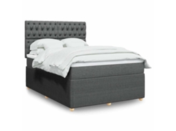 Vidaxl Cama Com Molas/colchão 160x200 Cm Tecido Cinzento-escuro