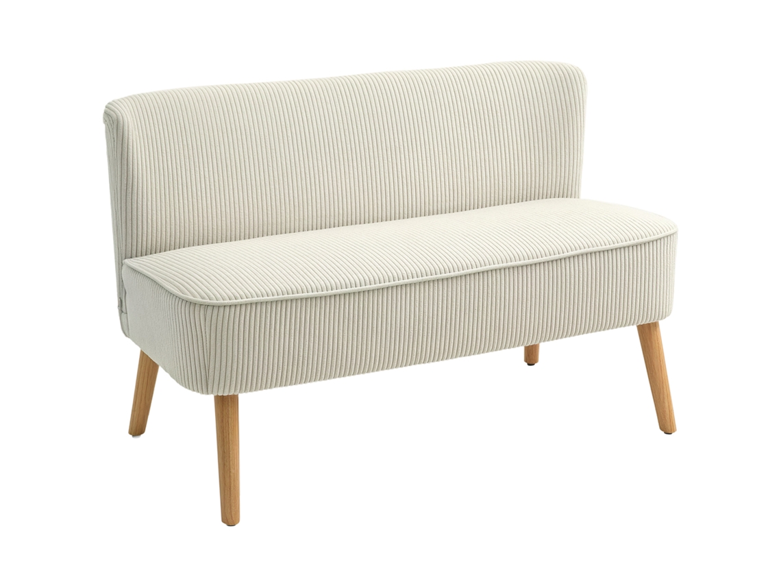 Sofá 2 Lugares, Acolchoamento Macio, Capa Fácil Limpeza, Até 150kg, 117x56,5x77cm, Branco Creme.