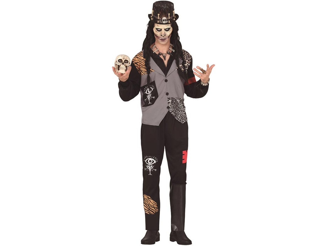 Fato de feiticeiro de caveira voodoo para homem