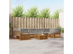Vidaxl Conjunto De Sofás Para Exterior 8 Unid. Cinza Natural E Claro