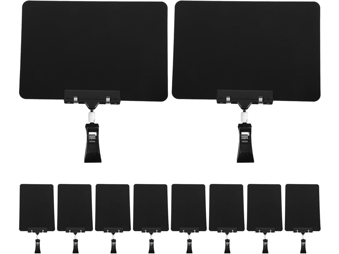 Conjunto De 10-mini Placas Comida Em Quadro Negro Com Clipe Giratório Dupla Face, Construção Durável Em Pvc Para
