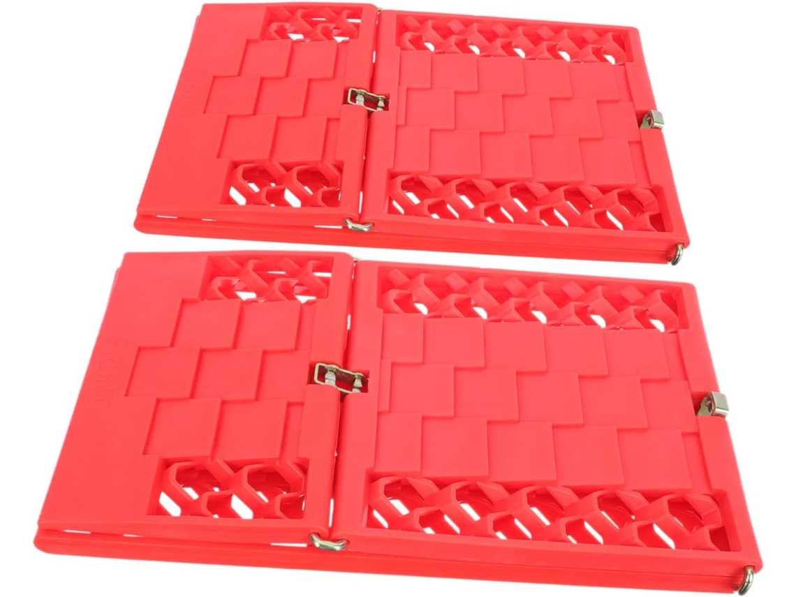 Placa de tração antiderrapante para pneus, 1 par em plástico vermelho
